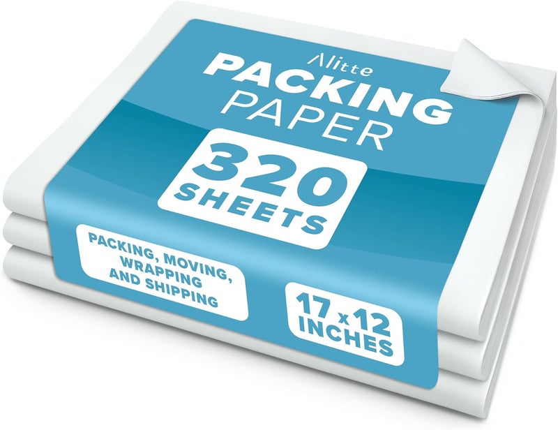 Alitte Packing Paper Sheets for Moving - 320 Sheets, Blank Newsprint Paper Sheets for Wrapping, Shipping, Arts & Crafts - Bulk Protective Paper for Box Filler, Cushioning & Protecting Fragile Items - 12x17 - Image 1